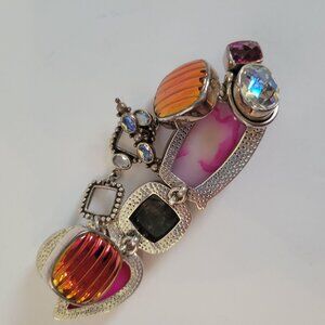 Handcrafted AKR Amy Kahn Russell Sterling Silver Multicolor Gemstone Bracelet